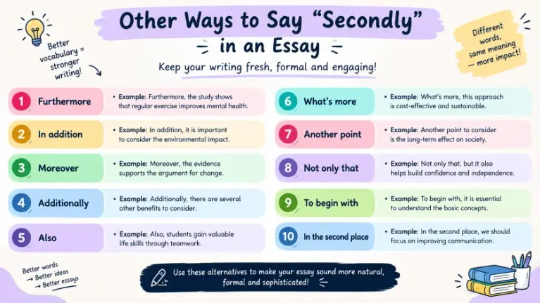 other ways to say secondly in an essay