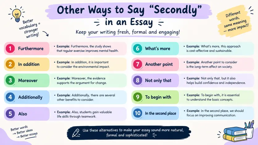 other ways to say secondly in an essay